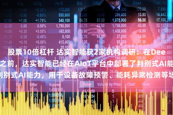 股票10倍杠杆 达实智能获2家机构调研：在DeepSeek大语言模型出现之前，达实智能已经在AIoT平台中部署了判别式AI能力，用于设备故障预警、能耗异常检测等场景（附调研问答）